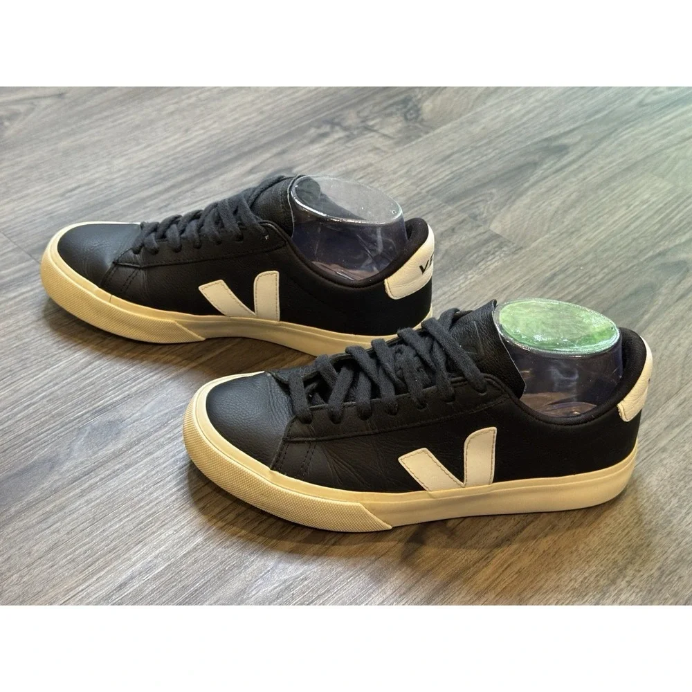 VEJA Sneakers Womens 8 Black White Leather Esplar Casual Minimalist Low Top Chic - Picture 8 of 11